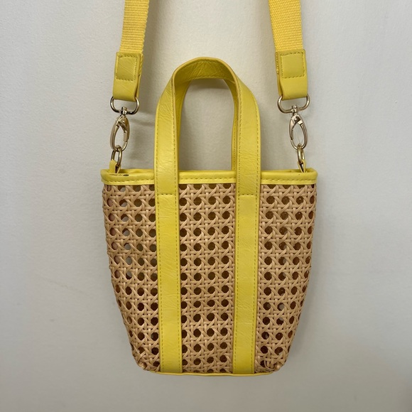 Universal Thread Handbags - Universal Thread Yellow and Tan Mini Woven Bag